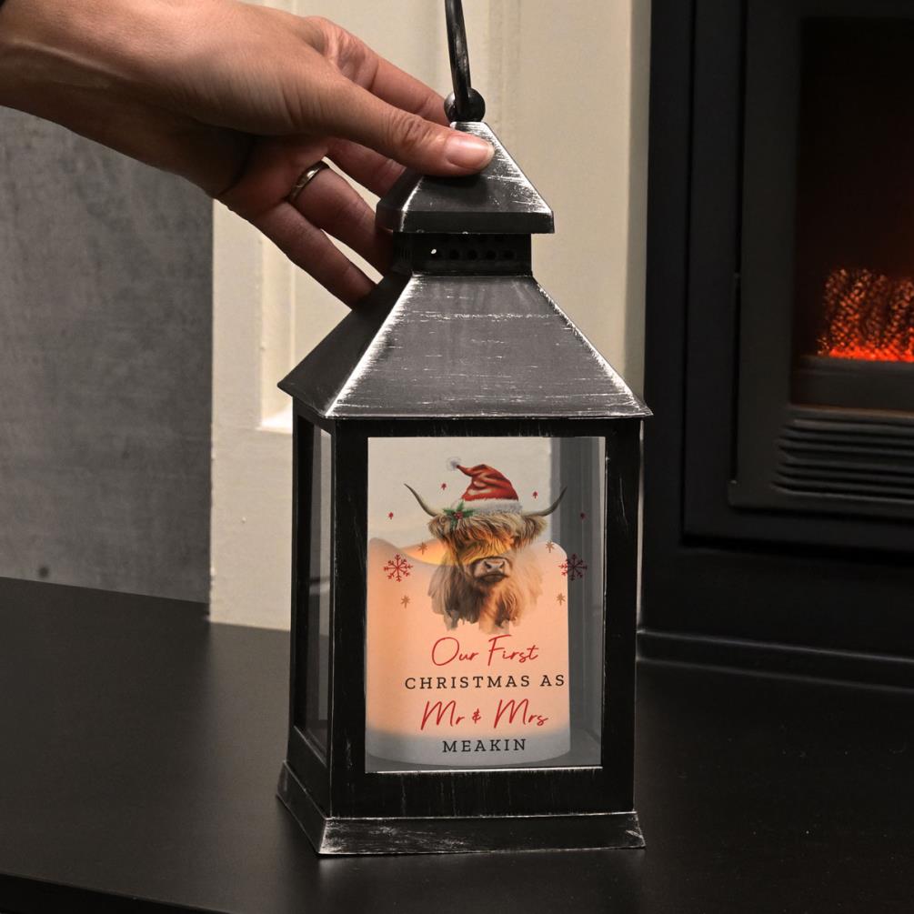 Personalised Highland Cow Christmas LED Lantern Extra Image 2